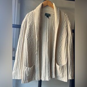 VTG Ralph Lauren Exclusively Knit For Beige Wool Cardigan Sweater